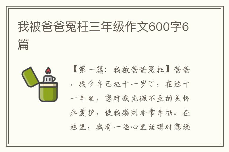 我被爸爸冤枉三年级作文600字6篇