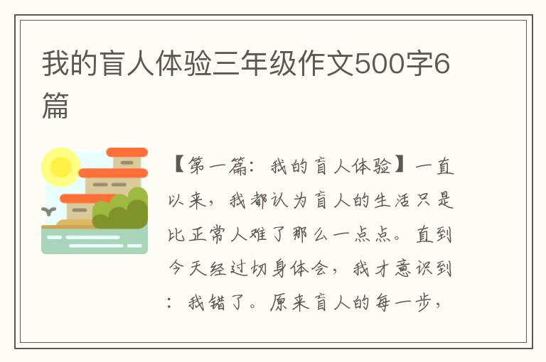 我的盲人体验三年级作文500字6篇