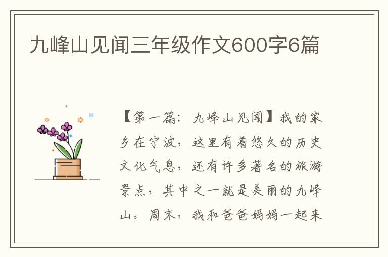 九峰山见闻三年级作文600字6篇