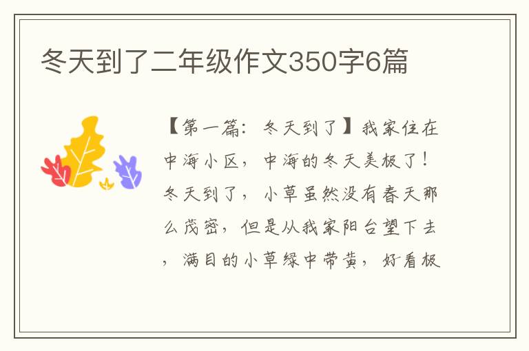 冬天到了二年级作文350字6篇