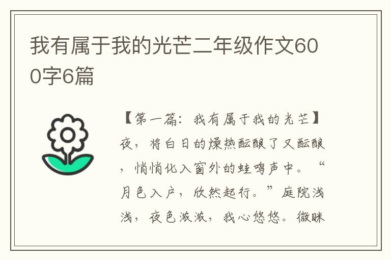 我有属于我的光芒二年级作文600字6篇