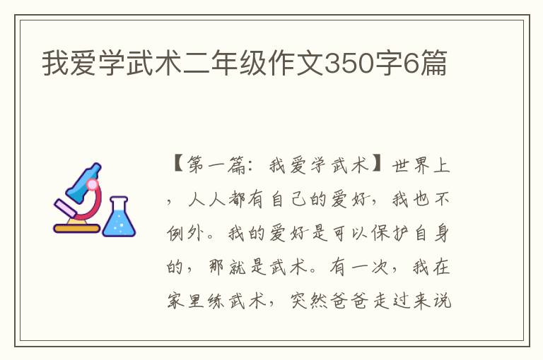 我爱学武术二年级作文350字6篇