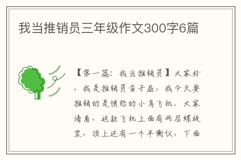 我当推销员三年级作文300字6篇