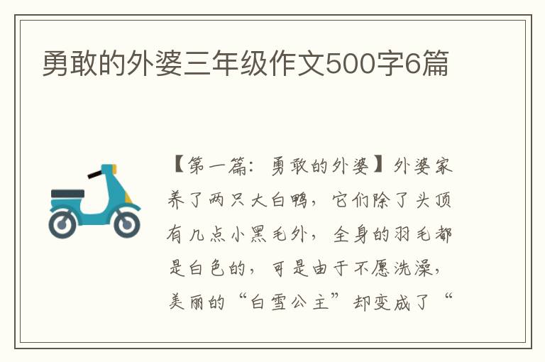 勇敢的外婆三年级作文500字6篇