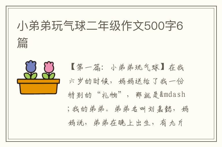 小弟弟玩气球二年级作文500字6篇