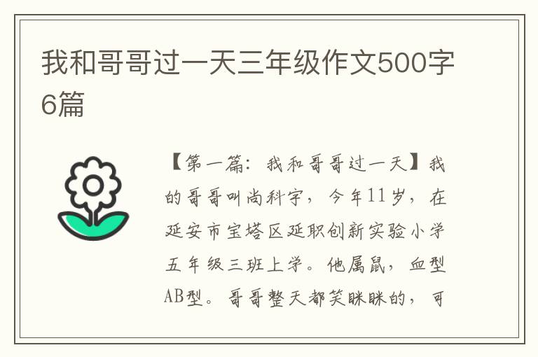 我和哥哥过一天三年级作文500字6篇