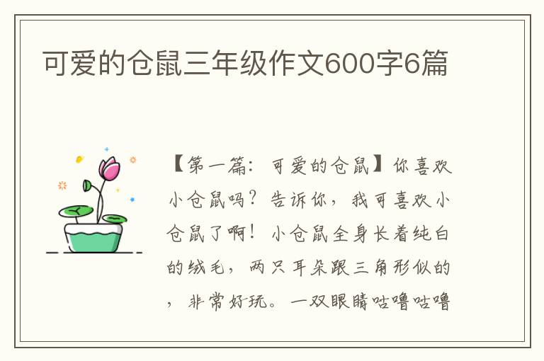 可爱的仓鼠三年级作文600字6篇