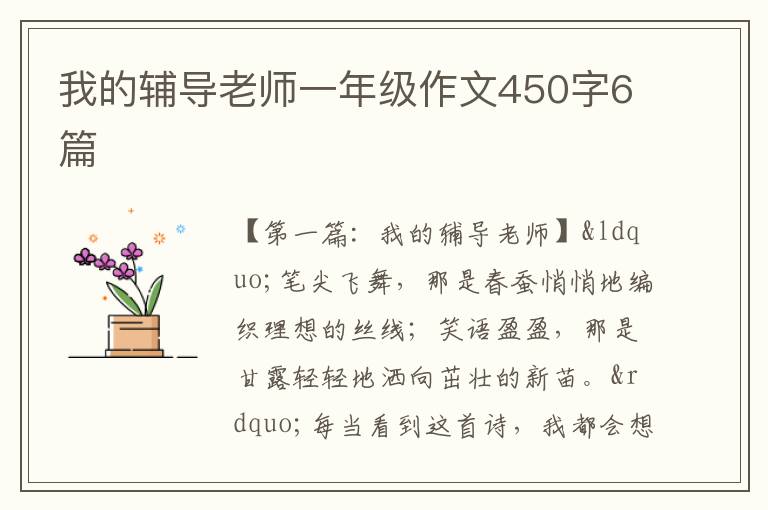 我的辅导老师一年级作文450字6篇