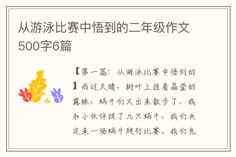 从游泳比赛中悟到的二年级作文500字6篇