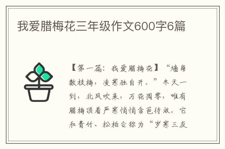 我爱腊梅花三年级作文600字6篇