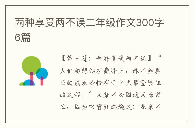 两种享受两不误二年级作文300字6篇