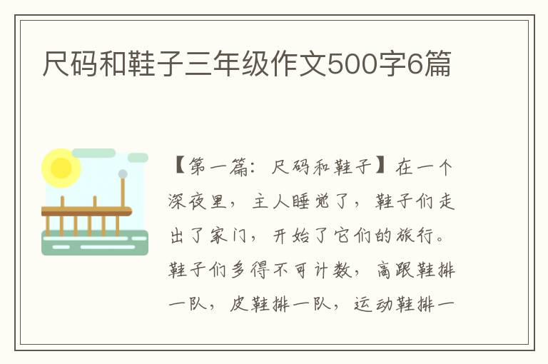 尺码和鞋子三年级作文500字6篇