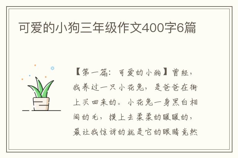 可爱的小狗三年级作文400字6篇