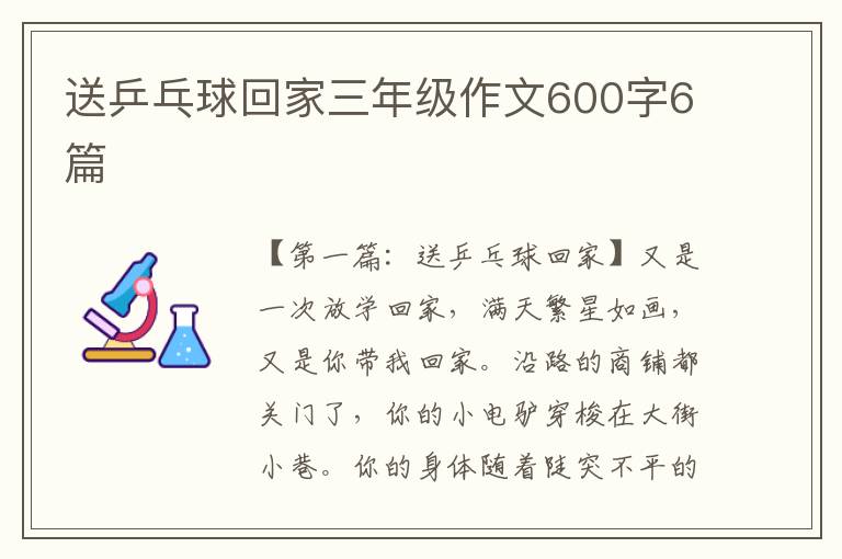 送乒乓球回家三年级作文600字6篇