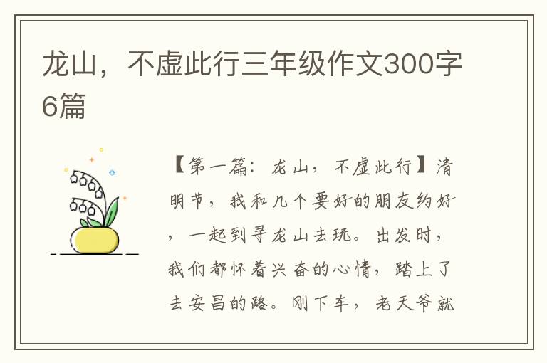 龙山，不虚此行三年级作文300字6篇