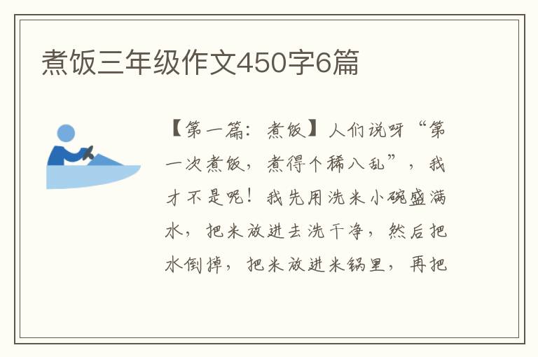 煮饭三年级作文450字6篇