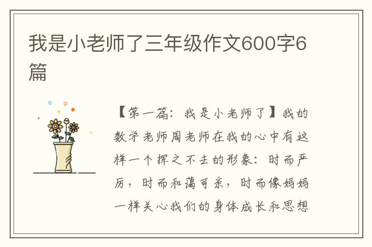 我是小老师了三年级作文600字6篇