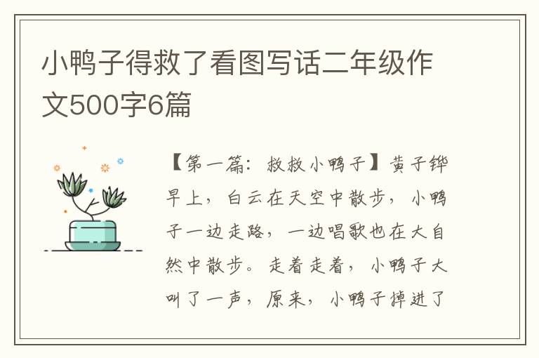 小鸭子得救了看图写话二年级作文500字6篇