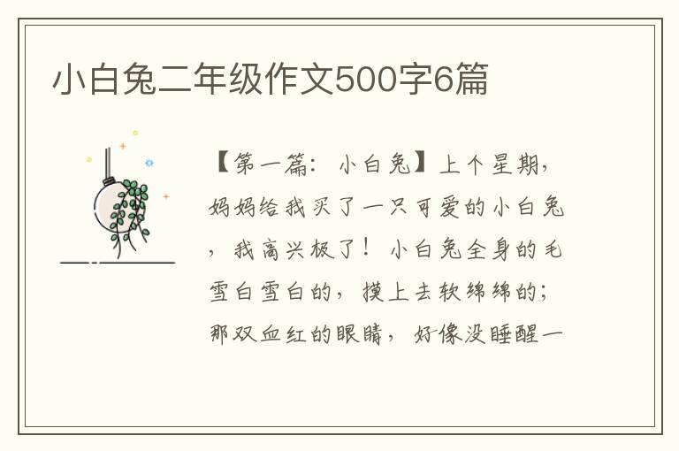 小白兔二年级作文500字6篇