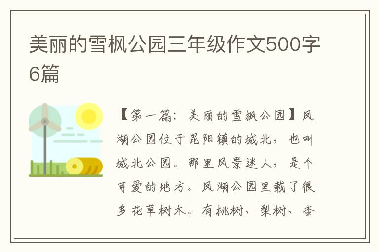 美丽的雪枫公园三年级作文500字6篇