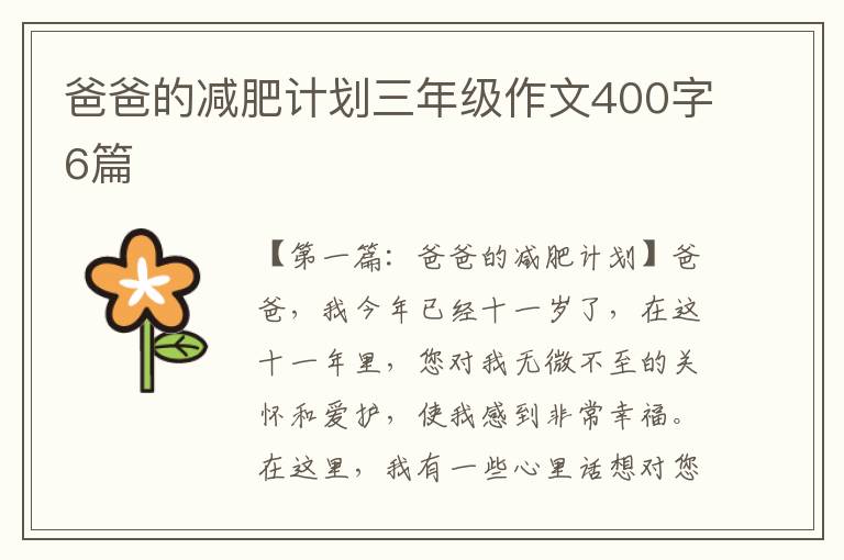 爸爸的减肥计划三年级作文400字6篇