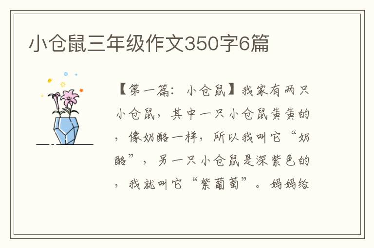 小仓鼠三年级作文350字6篇