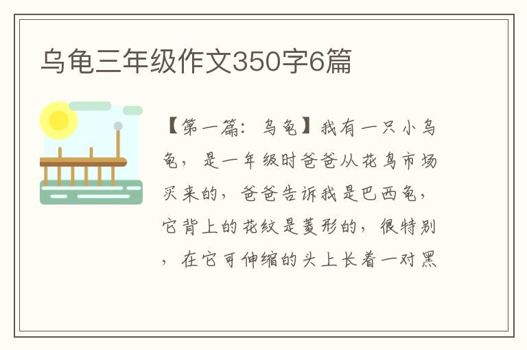 乌龟三年级作文350字6篇