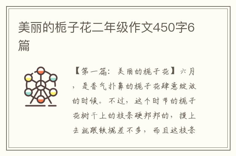 美丽的栀子花二年级作文450字6篇