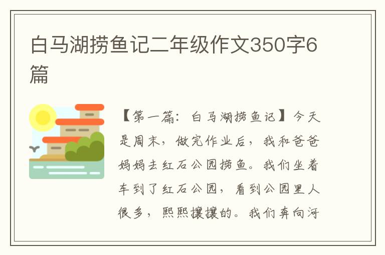 白马湖捞鱼记二年级作文350字6篇