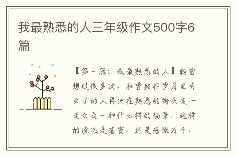 我最熟悉的人三年级作文500字6篇