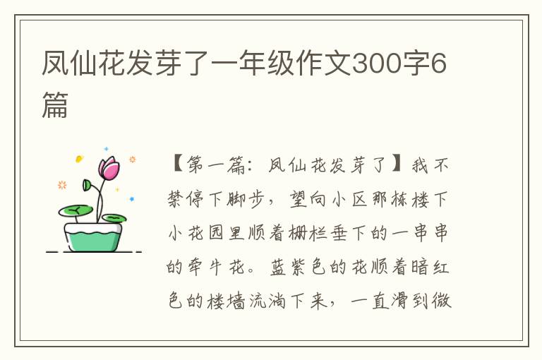 凤仙花发芽了一年级作文300字6篇