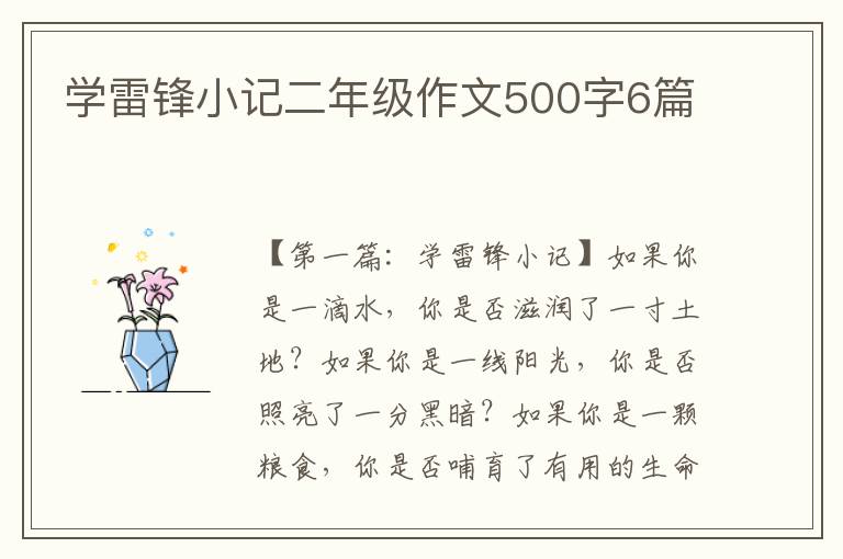 学雷锋小记二年级作文500字6篇