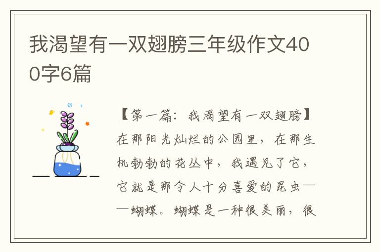 我渴望有一双翅膀三年级作文400字6篇