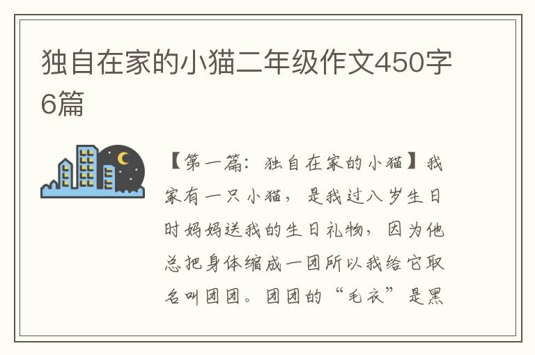 独自在家的小猫二年级作文450字6篇