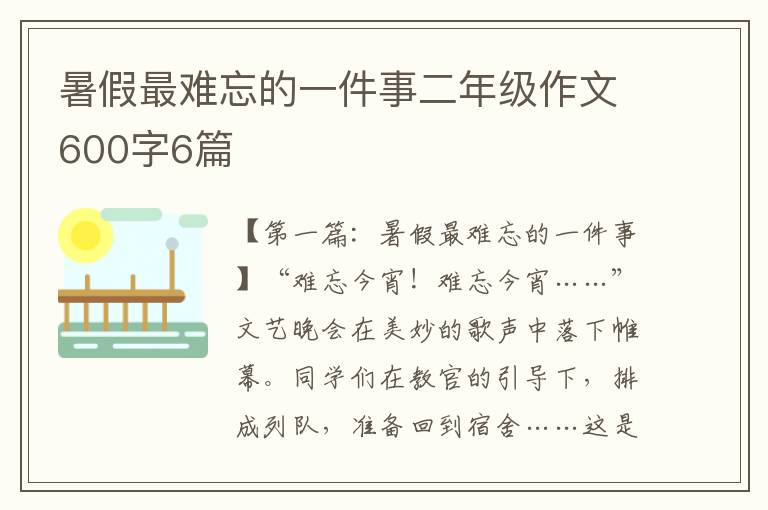 暑假最难忘的一件事二年级作文600字6篇