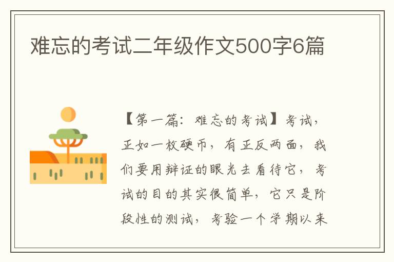 难忘的考试二年级作文500字6篇