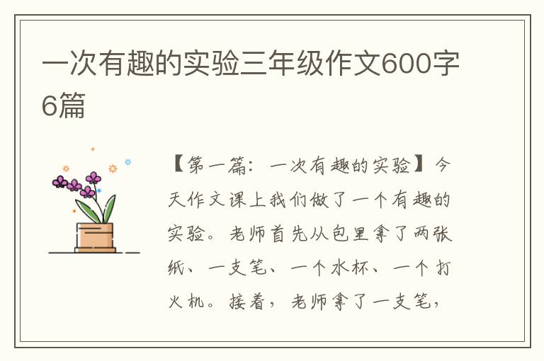 一次有趣的实验三年级作文600字6篇