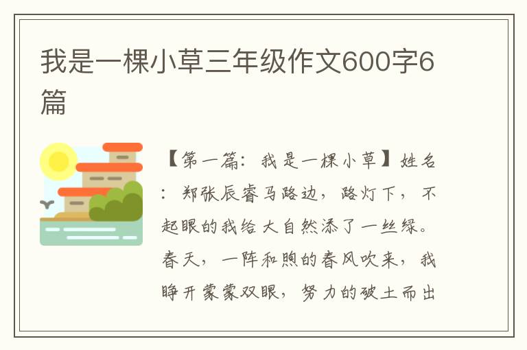 我是一棵小草三年级作文600字6篇