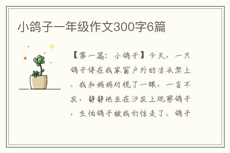 小鸽子一年级作文300字6篇