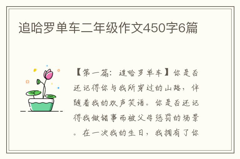 追哈罗单车二年级作文450字6篇