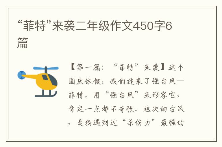 “菲特”来袭二年级作文450字6篇