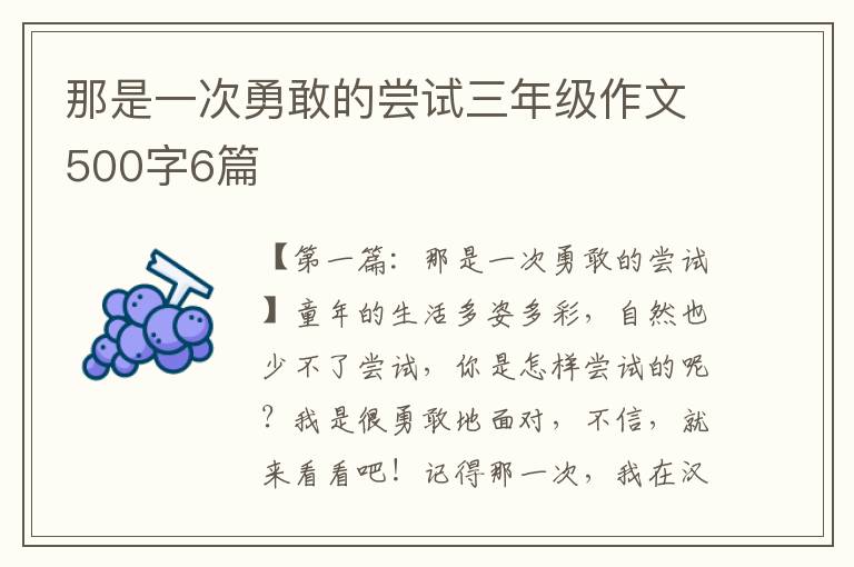 那是一次勇敢的尝试三年级作文500字6篇