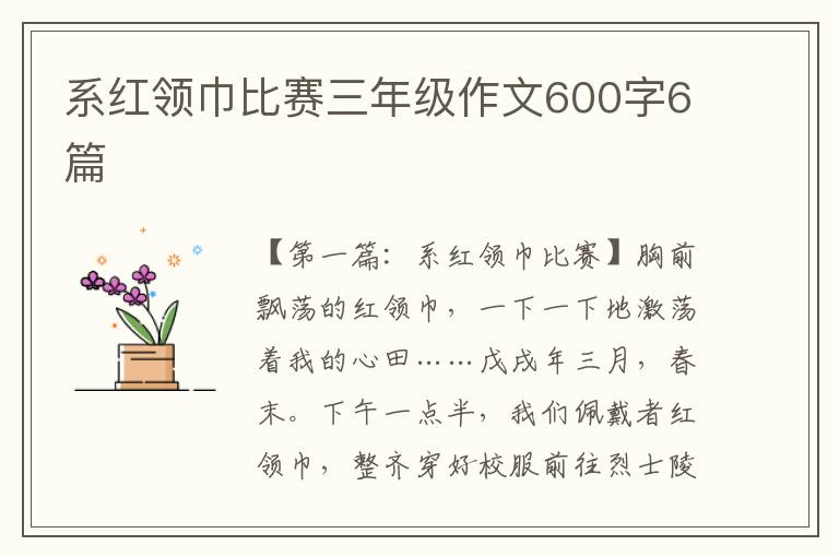 系红领巾比赛三年级作文600字6篇