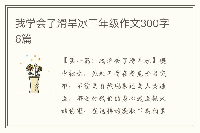 我学会了滑旱冰三年级作文300字6篇