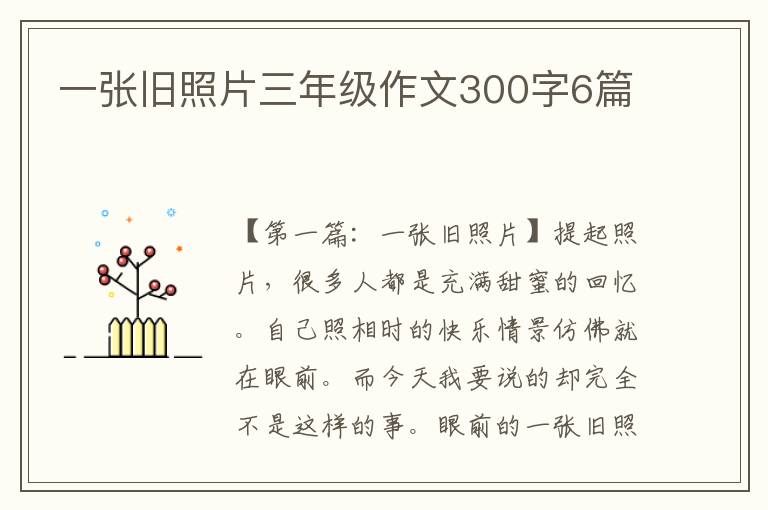 一张旧照片三年级作文300字6篇