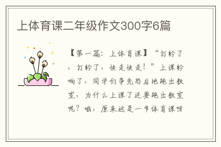 上体育课二年级作文300字6篇