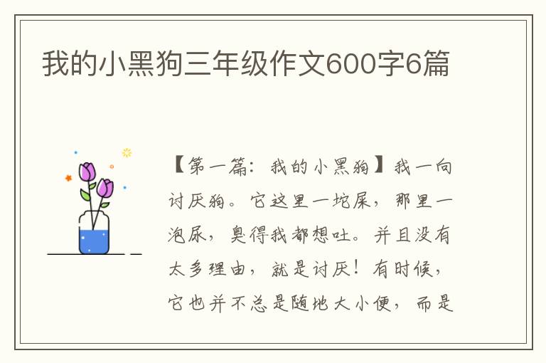 我的小黑狗三年级作文600字6篇