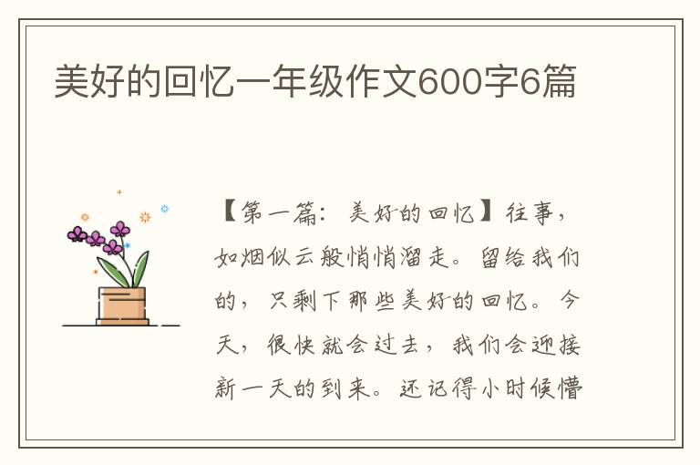 美好的回忆一年级作文600字6篇