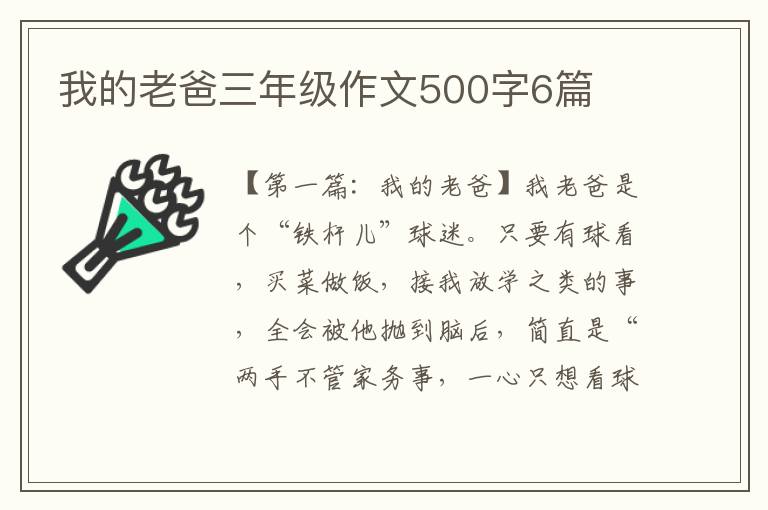 我的老爸三年级作文500字6篇