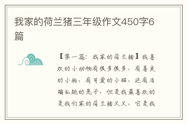 我家的荷兰猪三年级作文450字6篇